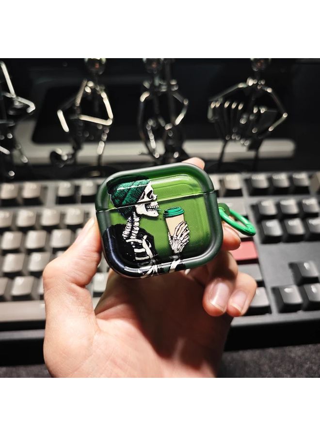 Green Skull Hat 3D Frame Case For Airpods Pro2 Halloween Creative Transparent - Image 2