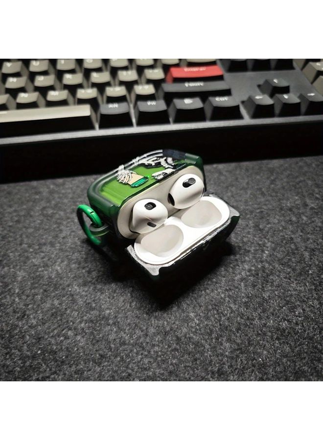 Green Skull Hat 3D Frame Case For Airpods Pro2 Halloween Creative Transparent - Image 4