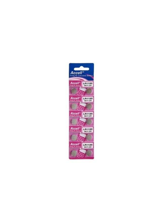 10-Pieces Accell AG8 LR1120 (191) Alkaline 1.5V Batteries