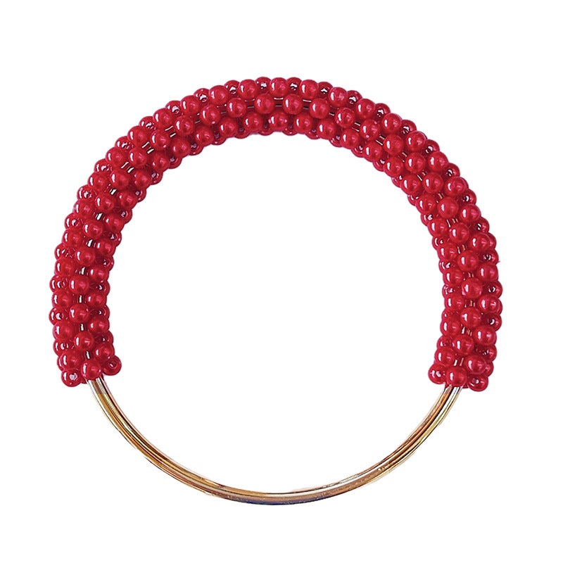 Luxury Pearl Handle Rings for Handmade Bags Red Pearl Ring 