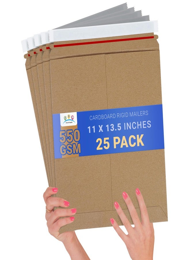 ABC PACK & SUPPLY Rigid Mailers 11 x 13.5 Inch, Brown Cardboard Envelopes, Self Seal Tear Strip, 550 GSM Paperboard, Stay Flat Design, Pack of 25 - Image 1