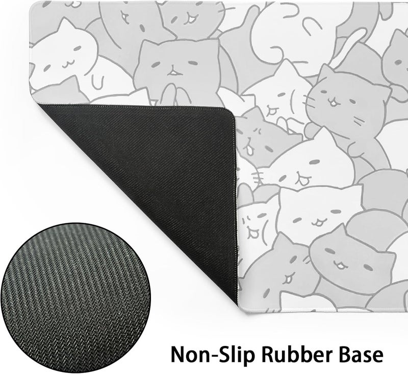 aportt Kawaii Cats Gaming Mouse Pad Extended 3XL Cute Anime Kittens Japanese Big Large Desk Mat Non-Slip Rubber Base Stitched Edge Long Keyboard Mousepad for Computer Laptop,47.2x23.6 Inch, 120x60 CM - Image 3