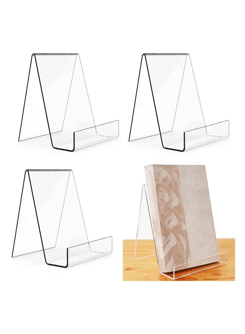 تي بي جي بي حامل كتب أكريليك شفاف مكون من 3 قطع، حامل عرض كتب شفاف من الأكريليك الشفاف، حامل لوحة كتب من الأكريليك الشفاف، حامل عرض طاولة لعرض الكتب والدفاتر والكتب المصورة - Image 1