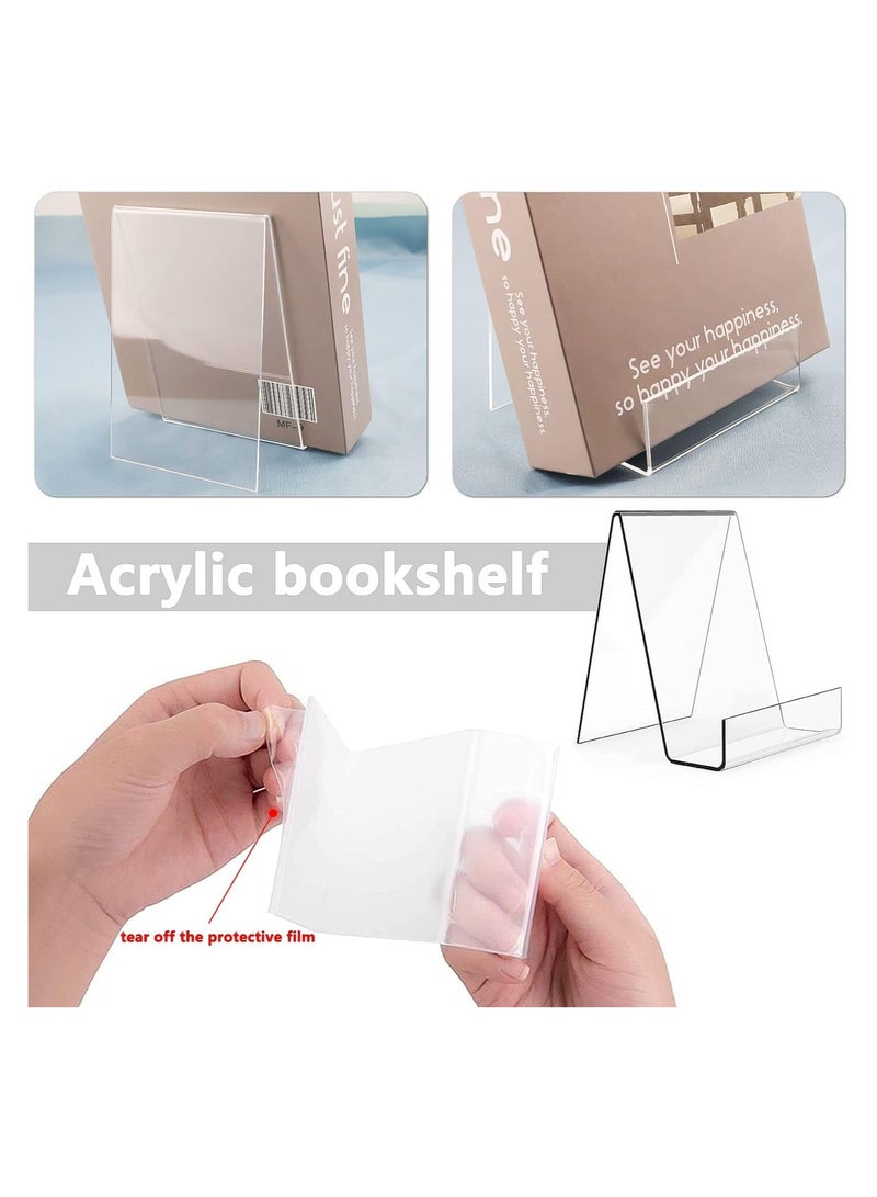 تي بي جي بي حامل كتب أكريليك شفاف مكون من 3 قطع، حامل عرض كتب شفاف من الأكريليك الشفاف، حامل لوحة كتب من الأكريليك الشفاف، حامل عرض طاولة لعرض الكتب والدفاتر والكتب المصورة - Image 4