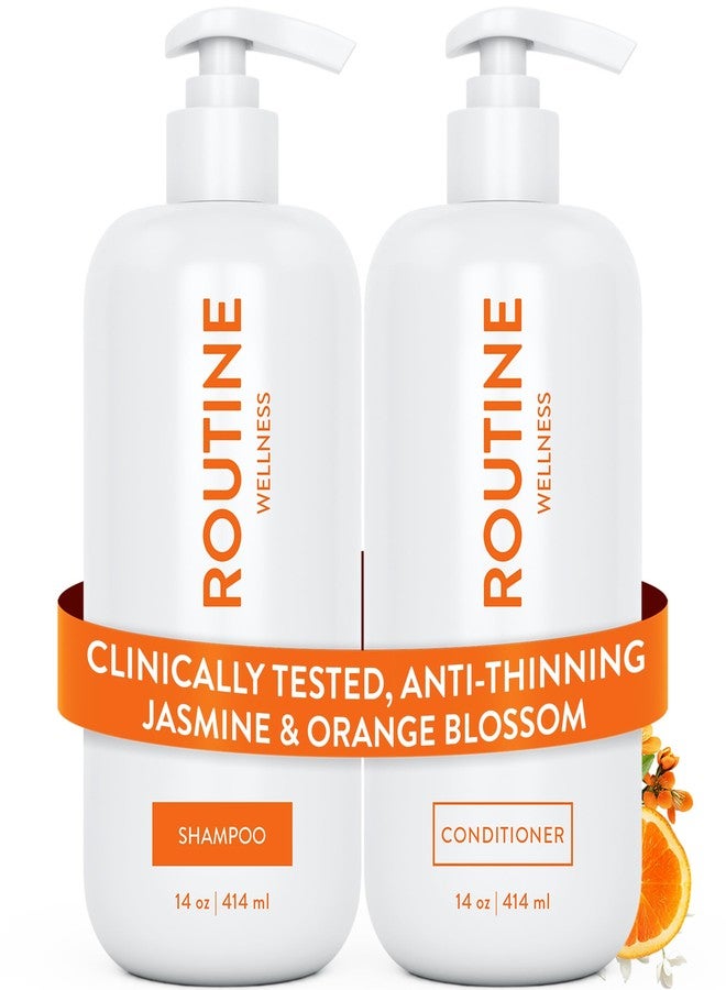 Routine Wellness Anti-Thinning Shampoo and Conditioner Set for Thinning Hair - Biotin DHT Blocker Women & Men - Color Safe Shampoo for Hair Loss & Healthier Hair - Jasmine & Orange Blossom Set - Image 1
