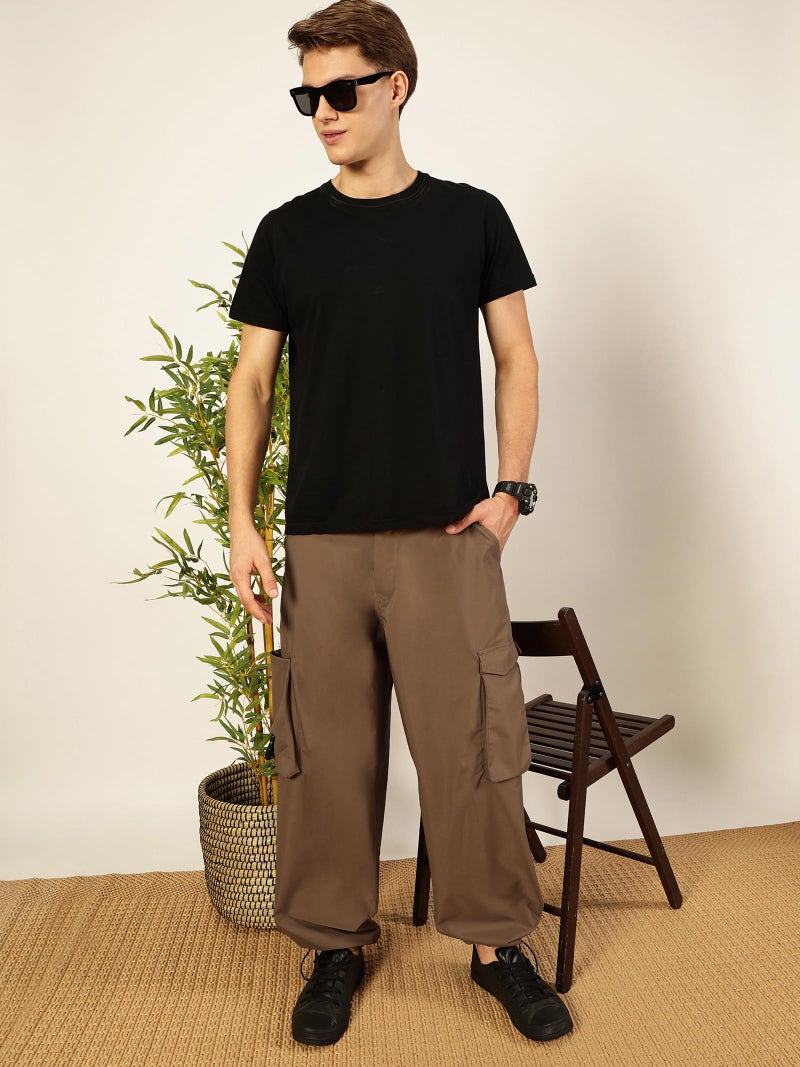 Thomas Scott Men's 100% Polyester Solid Relaxed Fit Cargo Trouser(TSB060_Khaki_32) - Image 4