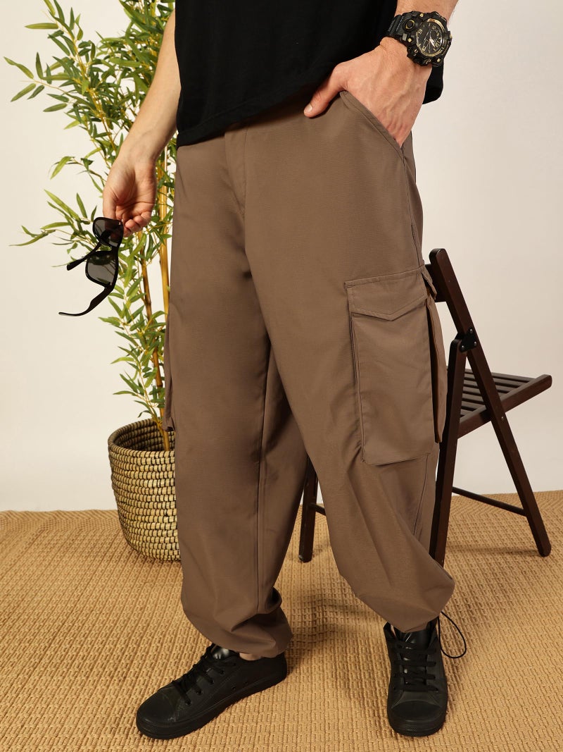Thomas Scott Men's 100% Polyester Solid Relaxed Fit Cargo Trouser(TSB060_Khaki_32) - Image 5