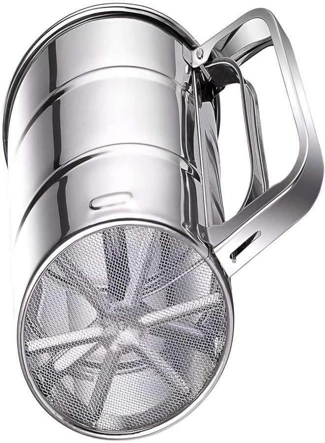 Akshify Flour Sifter/Atta chhani – Stainless Steel Double Mesh Hand-Press Sieve Cup, Large Capacity Baking Sifter for Flour, Sugar, Cocoa & Icing Powder – Rust-Proof & Easy Clean Design (1 Pcs) - Image 1