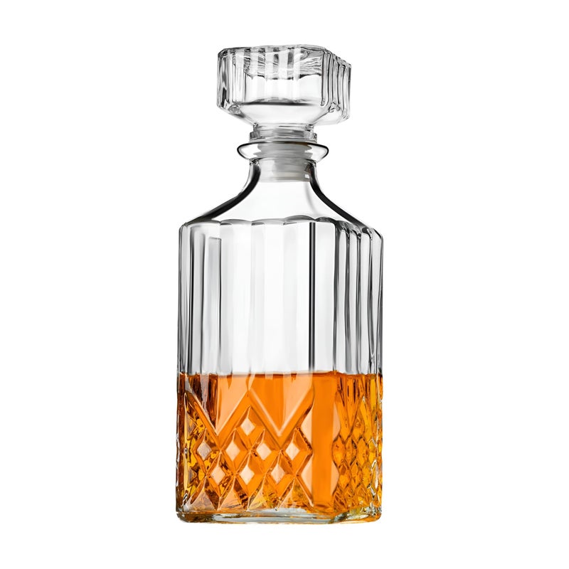 CASAQUA CASAQUA Whiskey Decanter, Crystal Decanters for Alcohol with Glass Stopper, Gift Boxed Bourbon Decanter, Whiskey Gifts for Men, Whiskey Decanter Sets for Men, Decanter for Whiskey (750ML, Pack of 1)  - Image 1