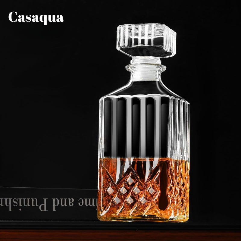 CASAQUA CASAQUA Whiskey Decanter, Crystal Decanters for Alcohol with Glass Stopper, Gift Boxed Bourbon Decanter, Whiskey Gifts for Men, Whiskey Decanter Sets for Men, Decanter for Whiskey (750ML, Pack of 1)  - Image 2