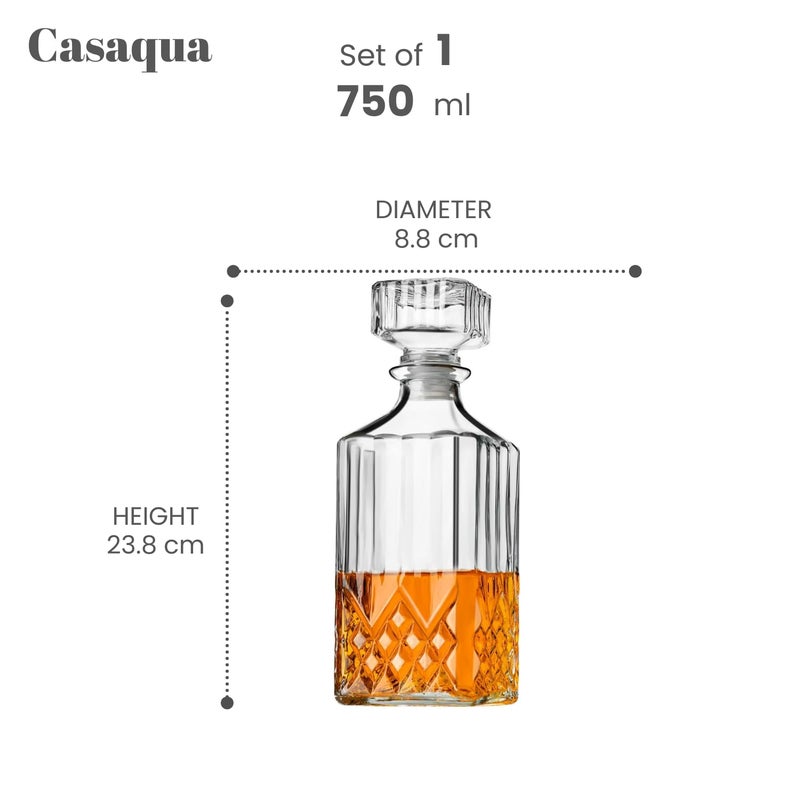 CASAQUA CASAQUA Whiskey Decanter, Crystal Decanters for Alcohol with Glass Stopper, Gift Boxed Bourbon Decanter, Whiskey Gifts for Men, Whiskey Decanter Sets for Men, Decanter for Whiskey (750ML, Pack of 1)  - Image 4