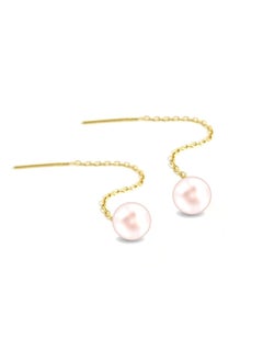 Hamsa.ae 18K Pure Gold Dangling with Pearl Design Earrings 