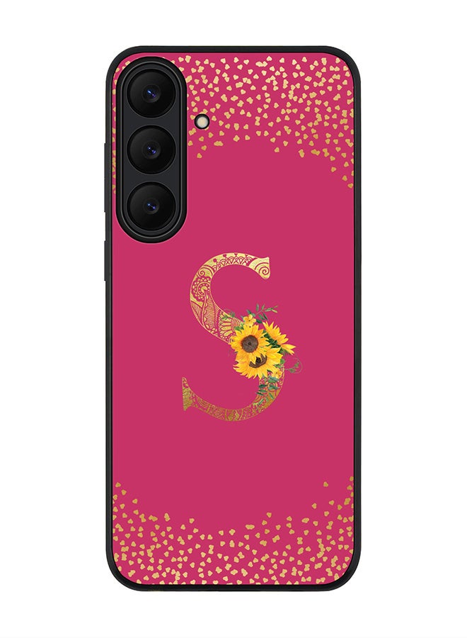 Stylizedd For Samsung Galaxy S25 FE Case,Slim fit Camera Protection, Shockproof Thin Phone cover  - Custom Floral Monogram - S ( Deep Pink )