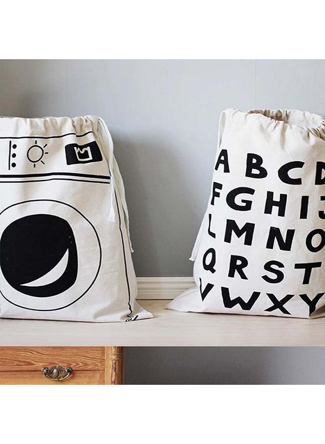 NIBEMINENT Fabric Clothing Laundry Storage Basket Bag White 43x55cm - Image 3