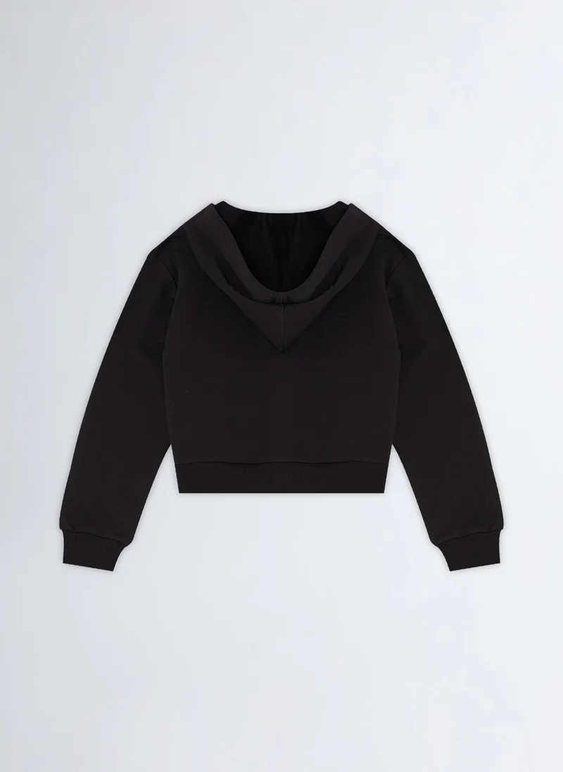 ليو جو Sweatshirt with Zip and Rhinestones