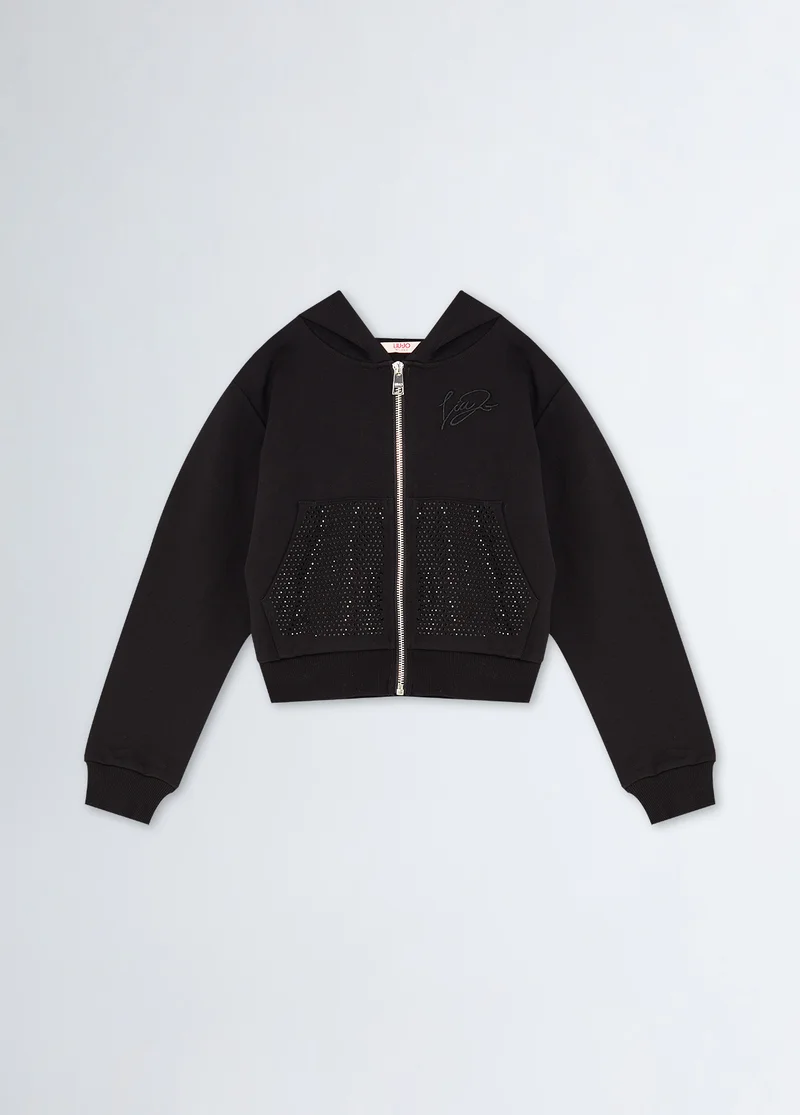 Liu Jo Sweatshirt with zip and rhinestones