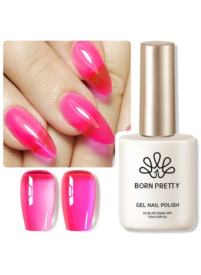 Born Pretty Jelly Gel Nail Polish Jelly Neon Hot Pink Gel Polish Translucent Sheer Ice Gel Polish Nail Art Manicure Salon Diy At Home  - Image 1