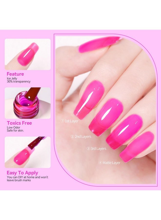 Born Pretty Jelly Gel Nail Polish Jelly Neon Hot Pink Gel Polish Translucent Sheer Ice Gel Polish Nail Art Manicure Salon Diy At Home  - Image 4