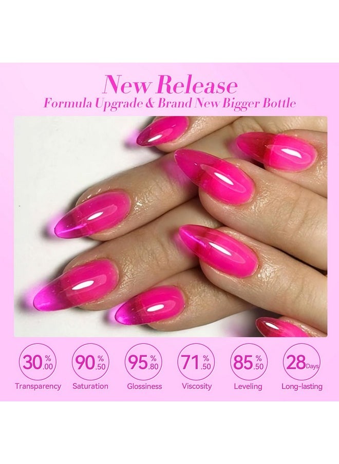 Born Pretty Jelly Gel Nail Polish Jelly Neon Hot Pink Gel Polish Translucent Sheer Ice Gel Polish Nail Art Manicure Salon Diy At Home  - Image 3