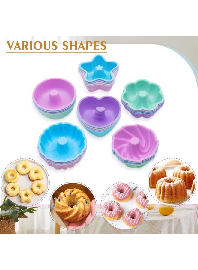 24Pcs Non-Stick Silicone Donut Molds, 2.75 Inch Reusable Baking Cups, Heat Resistant Mould for Muffin Jelly Bagel Dessert Making - Image 5