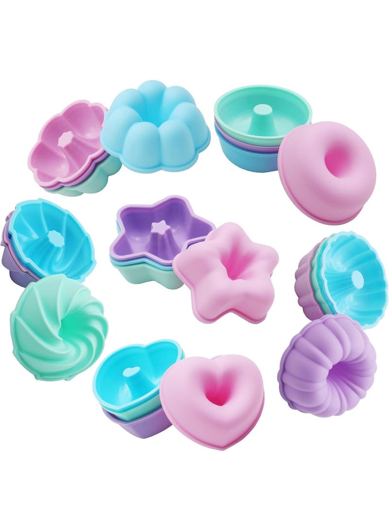 24Pcs Non-Stick Silicone Donut Molds, 2.75 Inch Reusable Baking Cups, Heat Resistant Mould for Muffin Jelly Bagel Dessert Making - Image 1
