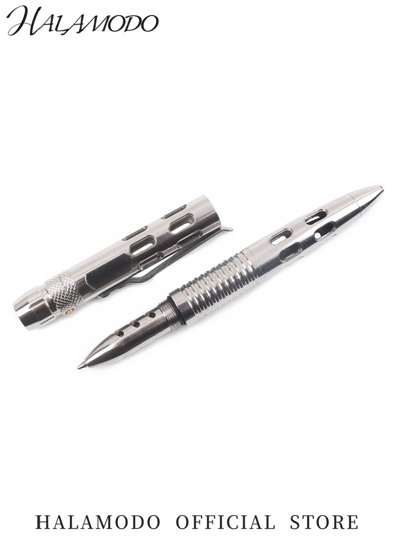 HALAMODO Titanium Tactical Multi Function Pen with LED Light Portable Bolt Action Writing Tool with Anti Roll Grip Outdoor Survival Emergency Pen  - Image 2
