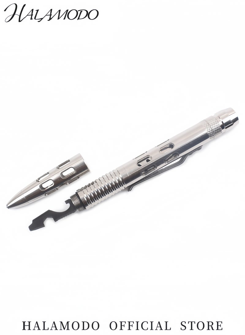 HALAMODO Titanium Tactical Multi Function Pen with LED Light Portable Bolt Action Writing Tool with Anti Roll Grip Outdoor Survival Emergency Pen  - Image 3