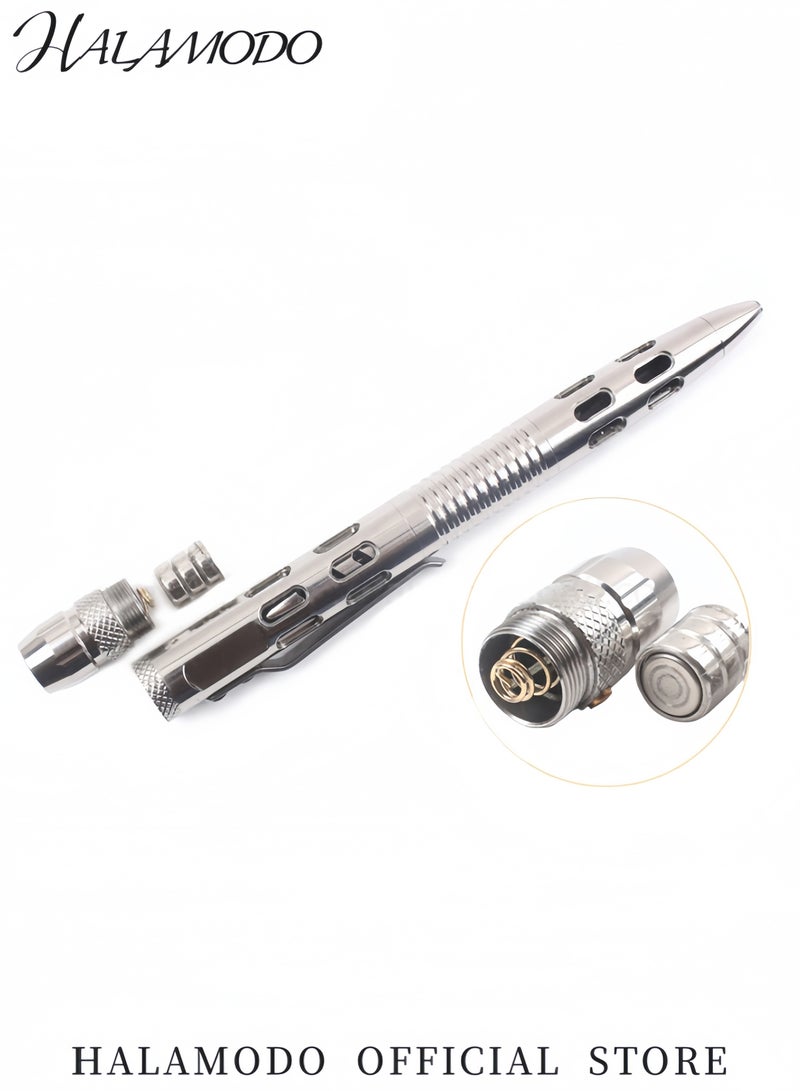 HALAMODO Titanium Tactical Multi Function Pen with LED Light Portable Bolt Action Writing Tool with Anti Roll Grip Outdoor Survival Emergency Pen  - Image 4
