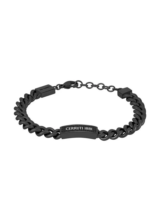 Isidoro Black Stainless Steel Curb Chain Bracelet for Men