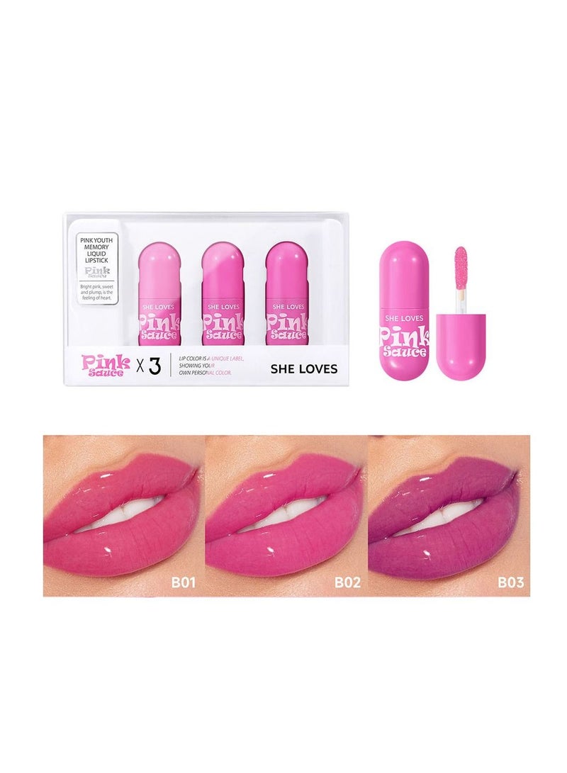 Sheloves 3 Piece Pink Youth Memory Liquid Lipstick - Image 1