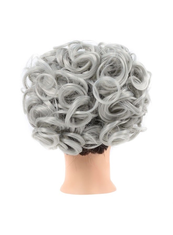 ELAINE Combs Messy Bun Hair Piece Curly Dish Hair Buns Extension Thick Chignon Hairpiece Clip in Ponytail Scrunchies Hair Pieces for Women (Honey Blonde Tip Bleach Blonde-#43B) - Image 5