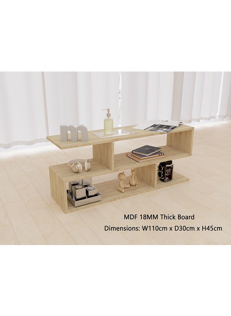 Mahmayi - Mahmayi Natural Davos Oak Modern TV Stand with Coffee Table for Laptop Computer/TV/PC/Printer, Multifunctional Systems (100x30x45cm) - Image 1