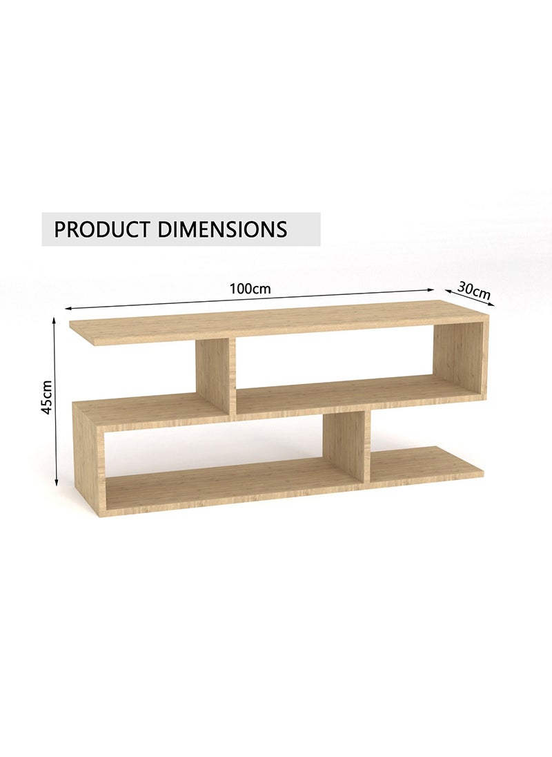 Mahmayi - Mahmayi Natural Davos Oak Modern TV Stand with Coffee Table for Laptop Computer/TV/PC/Printer, Multifunctional Systems (100x30x45cm) - Image 1