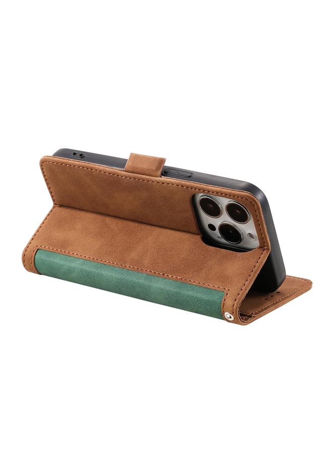 اس-توب جراب هاتف iPhone 15 Pro Max من الجلد بتصميم أفقي قابل للطي بتصميم ريترو - Image 5