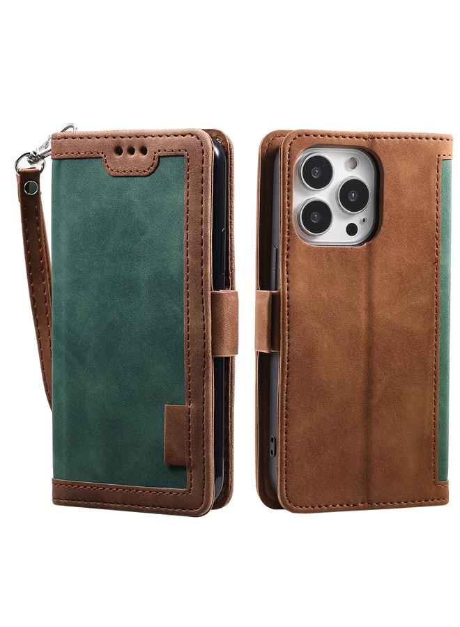 اس-توب جراب هاتف iPhone 15 Pro Max من الجلد بتصميم أفقي قابل للطي بتصميم ريترو - Image 1