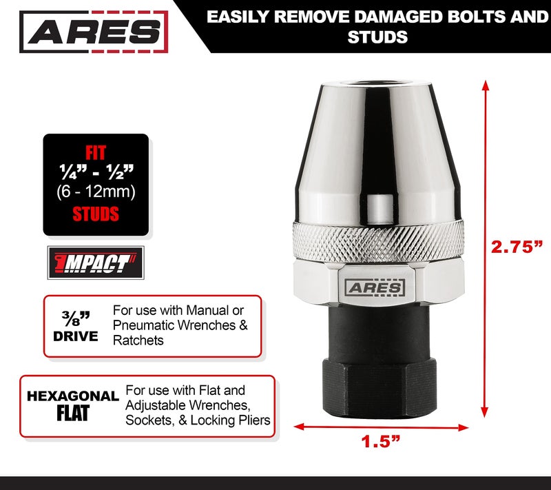 ARES 70016 - Damaged Bolt and Stud Extractor Tool - Grips and Removes 1/4-Inch to 1/2-Inch Studs - Ideal for Broken, Rounded Off, Painted Over, and Rusted Tight Bolts - Image 2