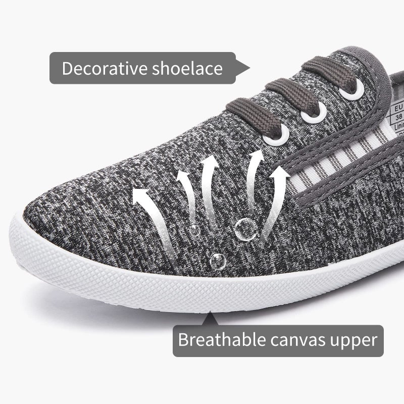 Shupua Womens Canvas Slip on Shoes Casual Low Top Flat Sneakers Tennis Shoes Nursing Loafers(Deep Grey.us10) - Image 3