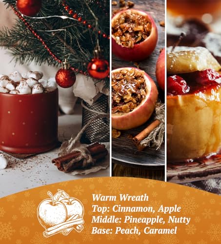 CHAMBERY Merry Christmas Candles with Warmer LED, Christmas Decor Gifts Winter Candle with Apple Spice Scent, Apple Candles Over 40 Hours Burn Time, Home Decorations Indoor, 100% Soy Wax,Black - Image 2