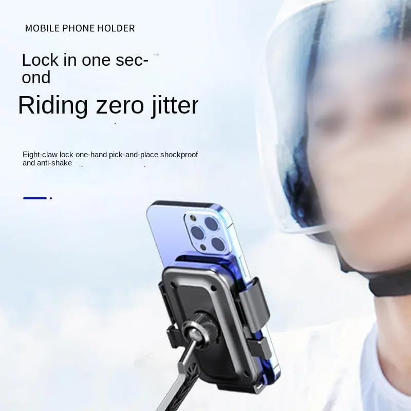 coku Phone Holder for Scooty 360° Rotation Mobile Holder for Scooty Universal Mobile Holder for Bike, Bicycle, Motorcycle Mirror Rod Compatible with 4.7 to 7 inch Smartphones (Black) - Image 5