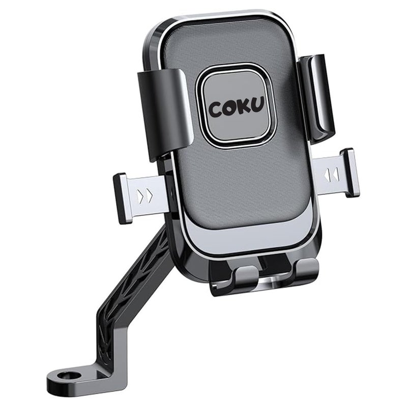 coku Phone Holder for Scooty 360° Rotation Mobile Holder for Scooty Universal Mobile Holder for Bike, Bicycle, Motorcycle Mirror Rod Compatible with 4.7 to 7 inch Smartphones (Black) - Image 1