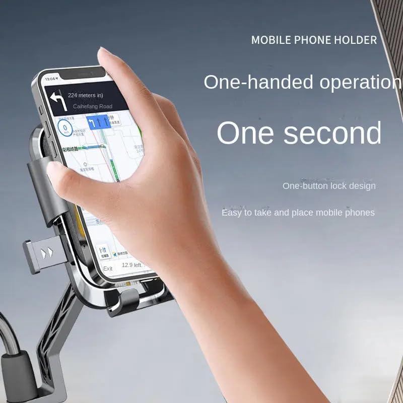 coku Phone Holder for Scooty 360° Rotation Mobile Holder for Scooty Universal Mobile Holder for Bike, Bicycle, Motorcycle Mirror Rod Compatible with 4.7 to 7 inch Smartphones (Black) - Image 3