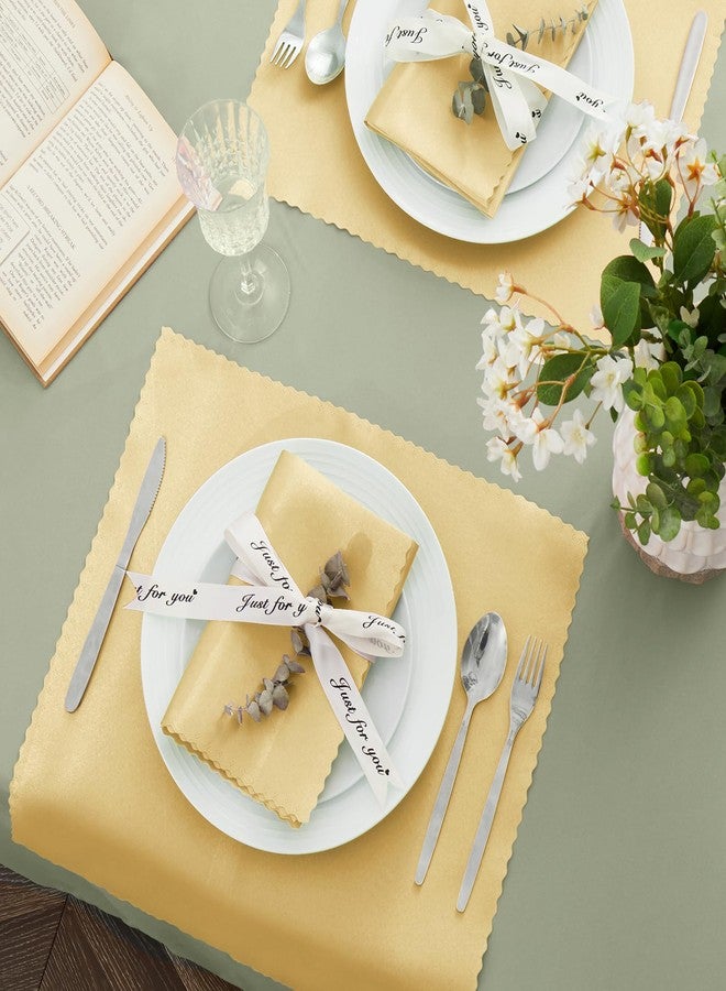 VACVELT 12 Pack Gold Satin Napkins 12x12 Inch Wedding Napkins, Scalloped Elegant Dinner Napkins Square Table Napkins Decor, Silky Satin Cloth Napkins for Restaurant Banquet Graduation Party - Image 3