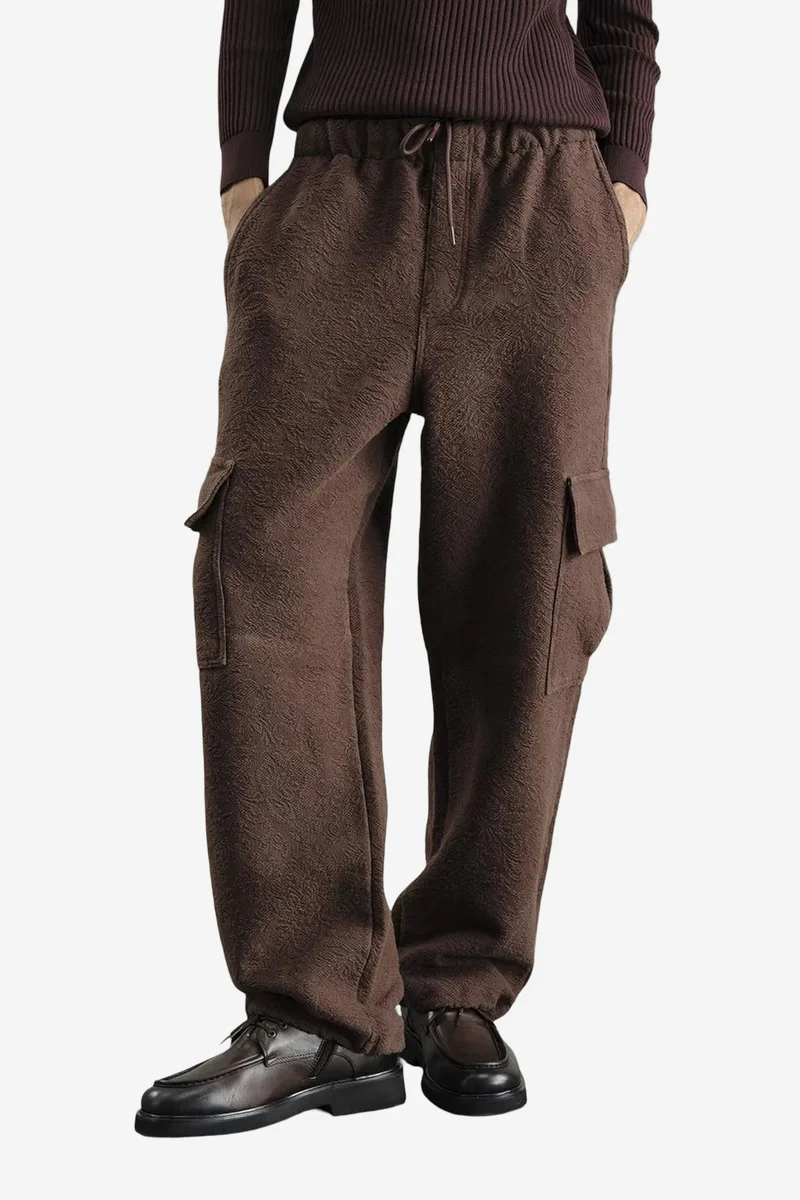GIESTO Relaxed Fit Textured Drawstring Waist Pants