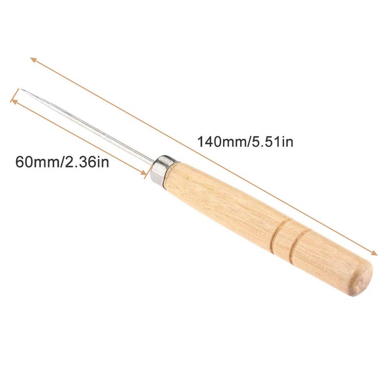 Hicello 5 Packs Sewing Awls, Leather Sewing Needle with Wood Handle, Pinpoint Stitching Sewing Awl Repair Tool for DIY Handmade Cloth Leather Shoe - Image 2