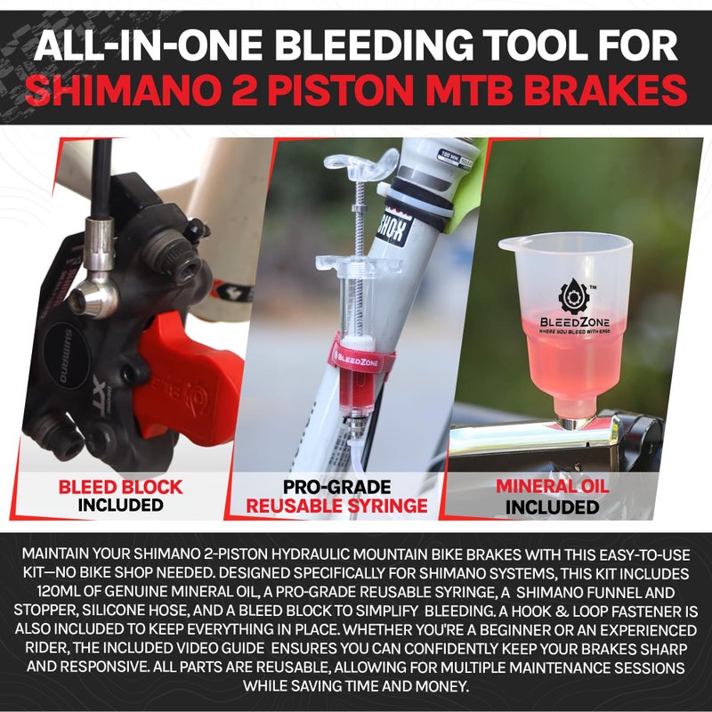 BleedZone for Shimano Brakes Bleed Kit, Bike Hydraulic Brake Kit with 120ml Mineral Oil and Pro Syringe - Fits with Shimano Bike, Mountain Bikes - Image 3