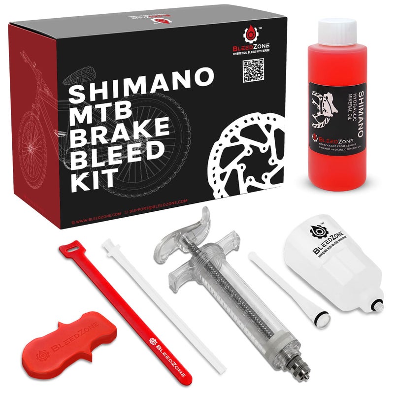 BleedZone for Shimano Brakes Bleed Kit, Bike Hydraulic Brake Kit with 120ml Mineral Oil and Pro Syringe - Fits with Shimano Bike, Mountain Bikes - Image 1