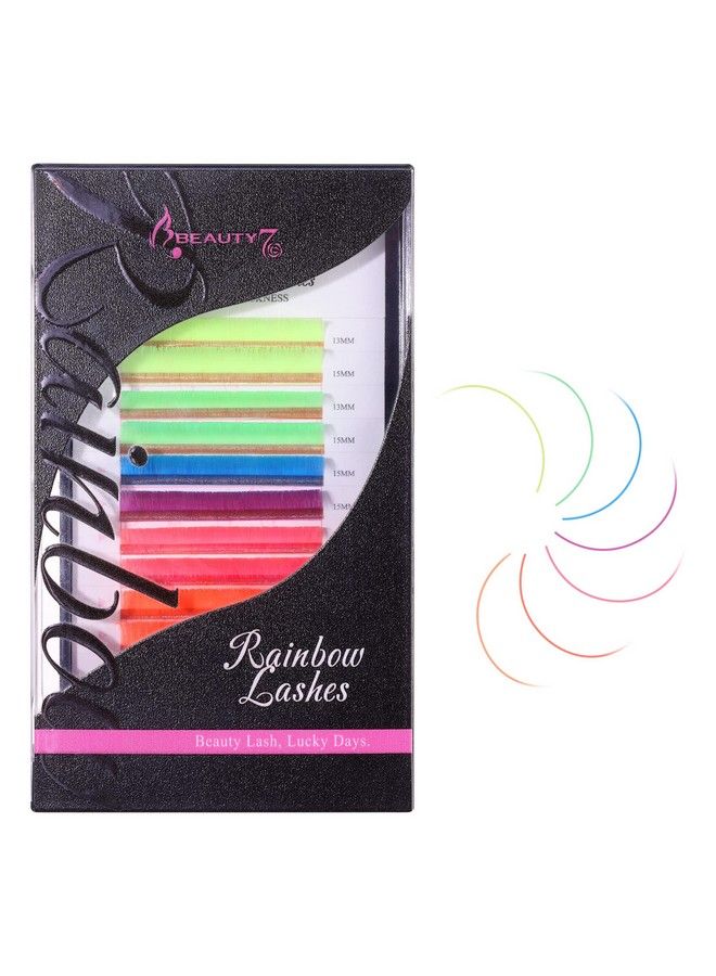 Beauty7 Colored Lash Extension Easy Fan Neon Rainbow Lashes 7 Colors Volumn Lashes Ombre Lash Extensions Self Fanning D+ Curl 0.07Mm 13Mm 15Mm Dramatic Eyelashes - Image 3