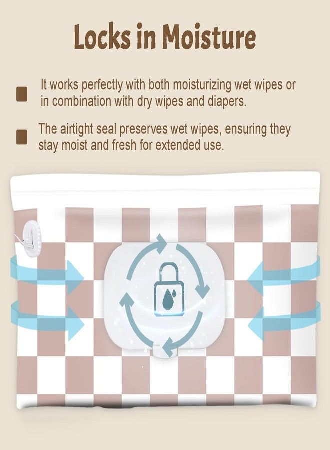 cephira Baby Wipe Holder, 3-Pack Portable Refillable Wipe Dispenser, Waterproof & Dustproof Travel Baby Wipes Case, Reusable Diaper Wipe Container with Checkerboard Design - Image 3