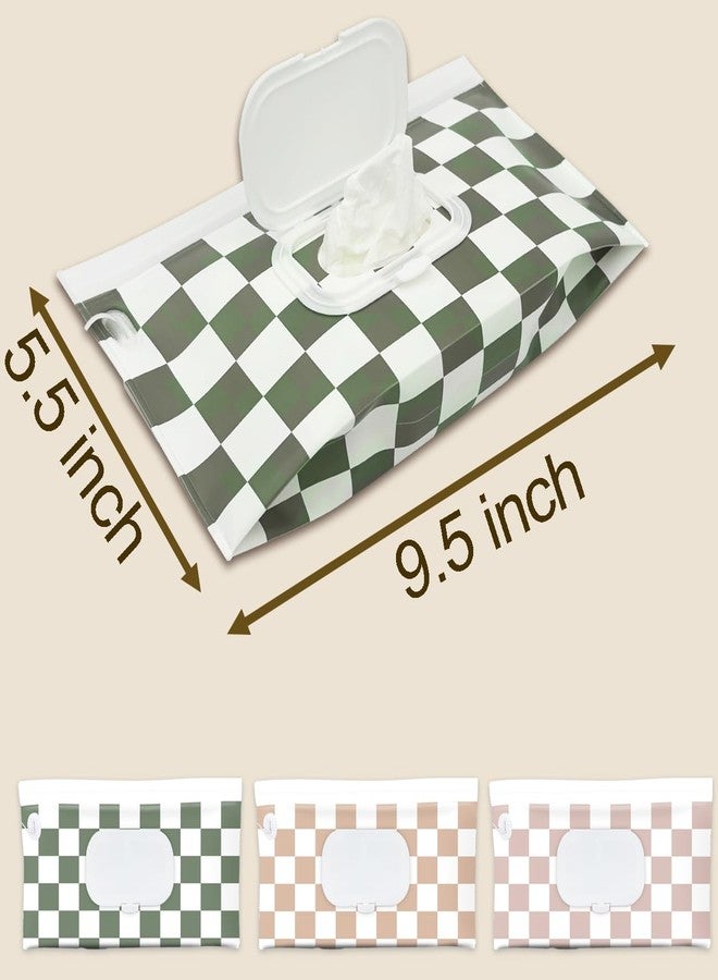 cephira Baby Wipe Holder, 3-Pack Portable Refillable Wipe Dispenser, Waterproof & Dustproof Travel Baby Wipes Case, Reusable Diaper Wipe Container with Checkerboard Design - Image 4