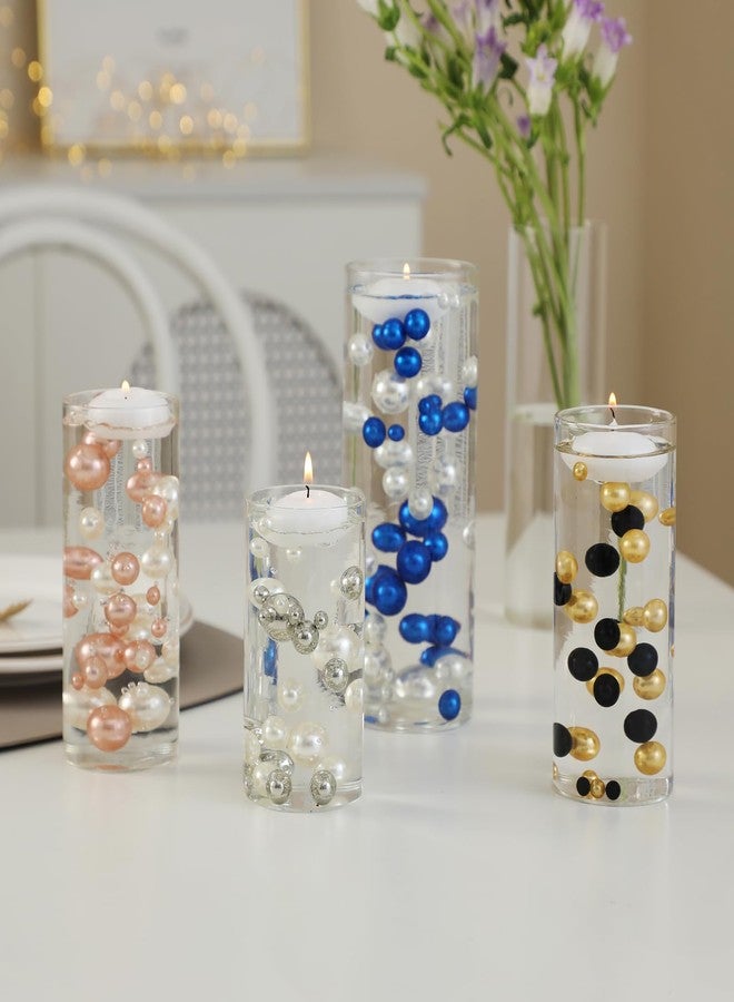 UDU 150 Pcs Floating Beads Vase Filler No Hole Faux Pearls for Vase Mixed Sizes Round Pearls for Home Party Wedding Decor, 8/14/20 mm (White, Blue) - Image 3